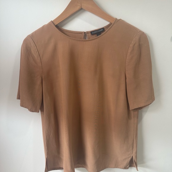 XXS Eileen Fisher tencel/viscose tee in camel - Picture 1 of 4